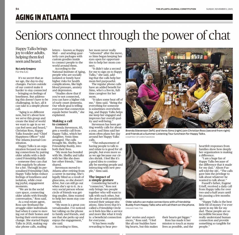 💬 We’re Featured in the AJC! HappyTalks Brings Connection and Comfort to Older Adults